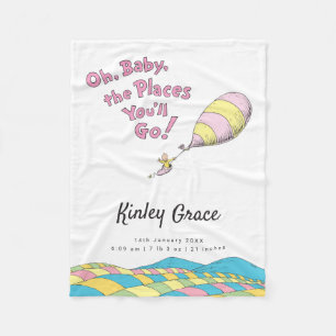 Oh, Baby, the Places You'll Go! Birth Stats Fleece Blanket