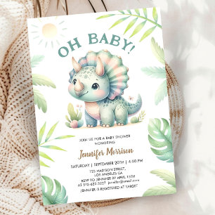 Oh Baby! Triceratops Dinosaur Baby Shower Invitation