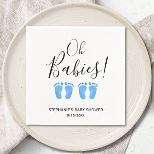 Oh Baby Twin Boys' Baby Shower Napkin