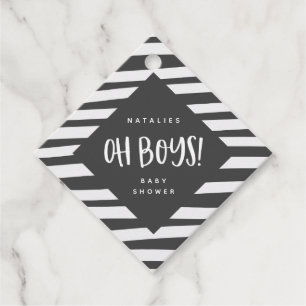 Oh baby! Twin boys thank you favour gift tag