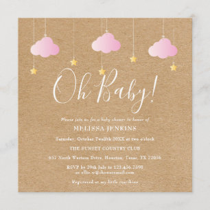 Oh Baby Twinkle Twinkle Baby Girl Shower Rustic Invitation