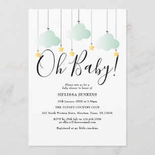 Oh Baby Twinkle Twinkle Green Baby Shower Sprinkle Invitation