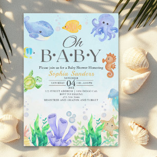 Oh Baby Under Sea Baby Shower Invitation