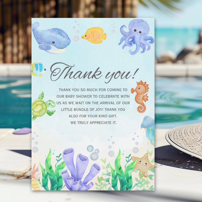 Oh Baby Under Sea Baby Shower Thank You Card (Creator Uploaded)