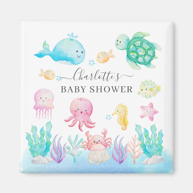 Oh Baby Under The Sea Baby Shower Magnet (Front)