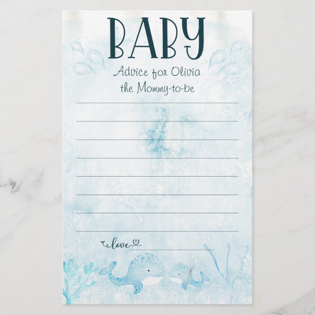 Oh Baby Under the Sea Baby Shower Parent Advice   Flyer (Front)