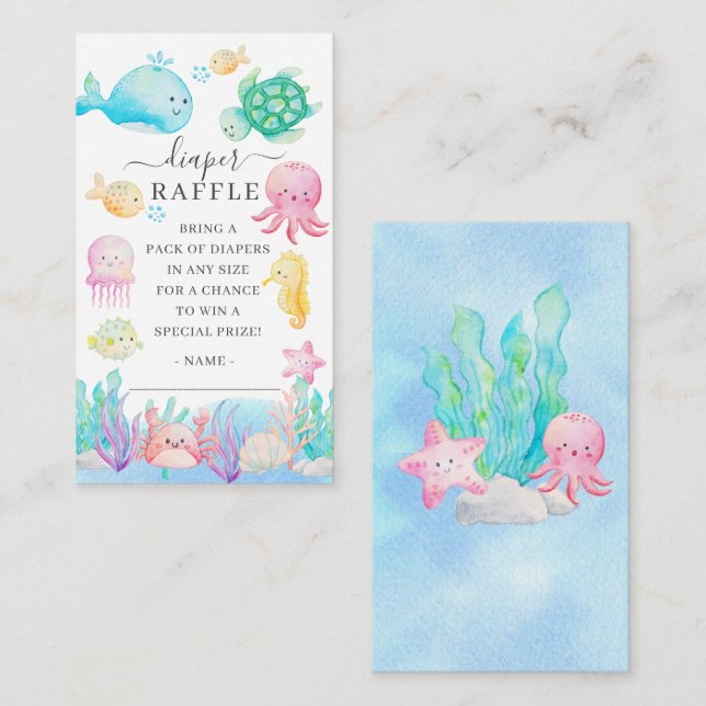 Oh Baby Under The Sea Diaper Raffle Enclosure Card (Front/Back)
