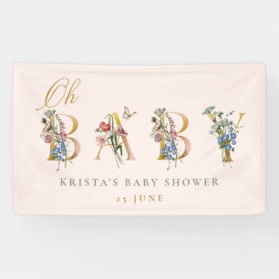 Oh Baby Vintage Wildflower Blush Baby Shower  Banner