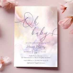 Oh Baby Watercolor Clouds Baby Shower Invitation