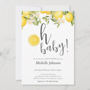 Oh Baby Watercolor Lemon Baby Shower Invitation