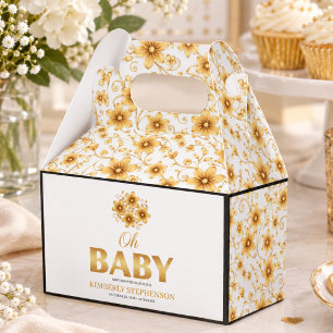 Oh Baby Watercolor Rose Gold Baby Shower Favour Box