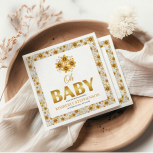 Oh Baby Watercolor Rose Gold Baby Shower Napkin