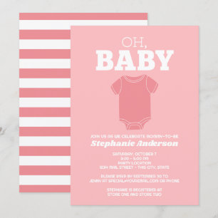 Oh Baby - Whimsical Tee Pastel Coral Baby Shower Invitation