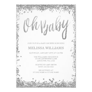 White And Silver Baby Shower Invitations 9