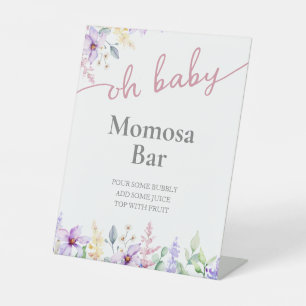 Oh Baby! Wildflower Girl Baby Shower Momosa Pedestal Sign