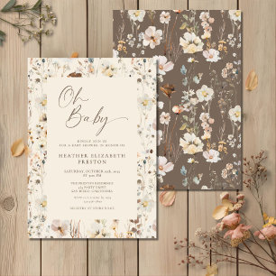 Oh Baby Wildflower Rustic Baby Shower  Invitation