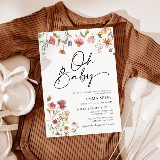 Oh Baby Wildflower Theme Baby Shower Invitation (Creator Uploaded)