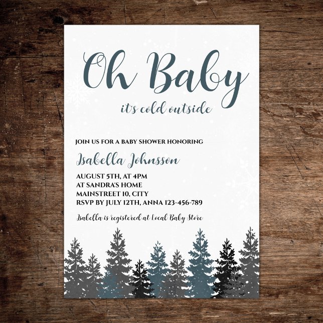 Oh Baby Winter Wonderland Baby Shower Invitation (oh baby it's cold outside winter wonderland  baby shower invitation gender neutral)