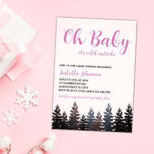 Oh Baby Winter Wonderland Girl Baby Shower Invitation