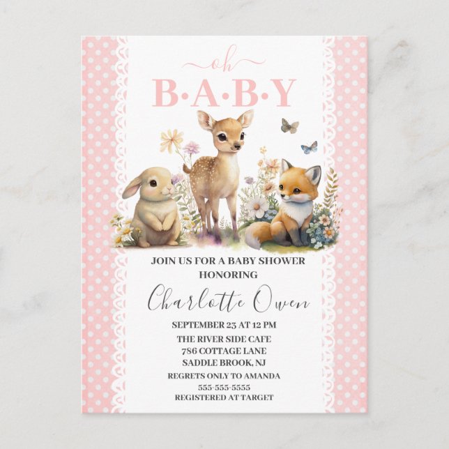 Oh Baby Woodland Animals Baby Shower Invitation Po Postcard (Front)