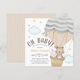 Oh Baby Woodland Teddy Bear Neutral Baby Shower Invitation