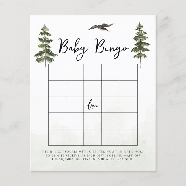Oh Baby Woodland Watercolor Baby Bingo Game (Front)