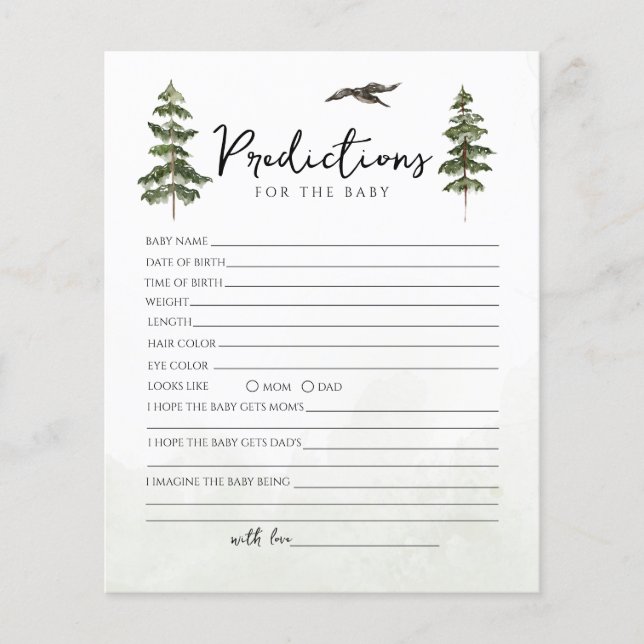 Oh Baby Woodland Watercolor Prediction Baby Game (Front)