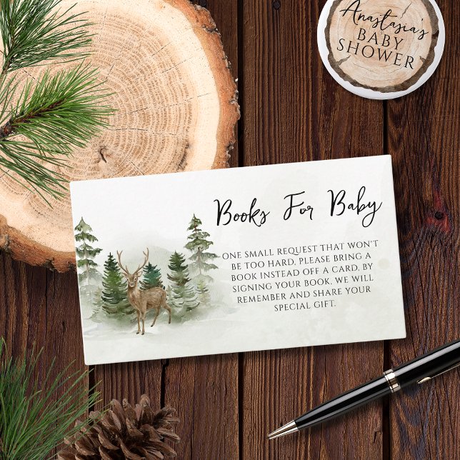 Oh Baby Woodland Watercolor Rustic Guest Book Enclosure Card (Creator Uploaded)