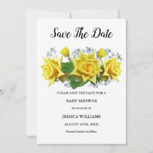 "Oh baby" Yellow Roses Floral Baby Shower Save The Date