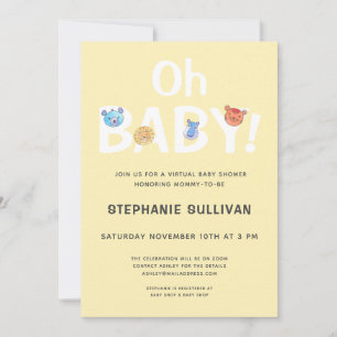  Oh Baby Yellow Virtual Baby Shower  Invitation
