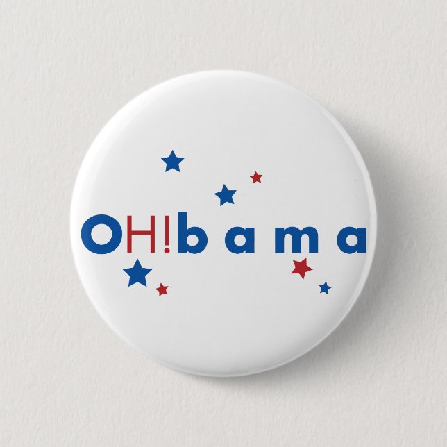 OH!bama - Blue & Red Stars 6 Cm Round Badge (Front)