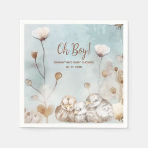 Oh Bay! blue watercolor baby shower Napkin