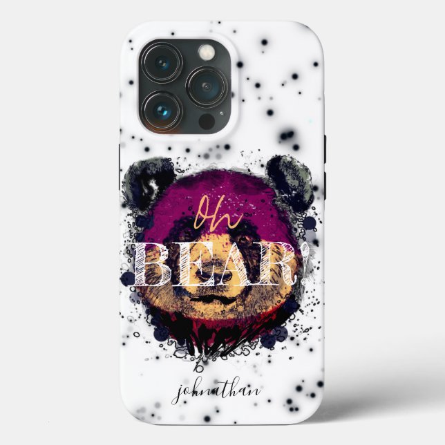 "OH BEAR" | Funny Cool Panda Monogram Case-Mate iPhone Case (Back)