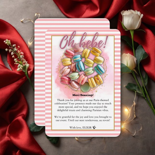 Oh bebe French Patisserie Baby Shower  Thank You Card (Creator Uploaded)