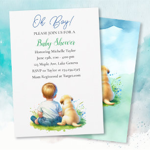 Oh Boy! A Baby and his Dog Baby Shower Invitation