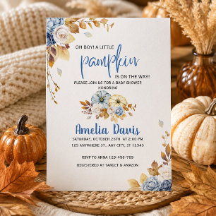 Oh Boy A Little Pumpkin Is On The Way Babyshower Invitation