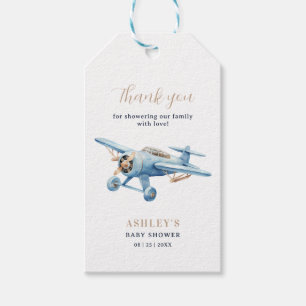Oh Boy! Adventure Awaits Aeroplane Boy Baby Shower Gift Tags