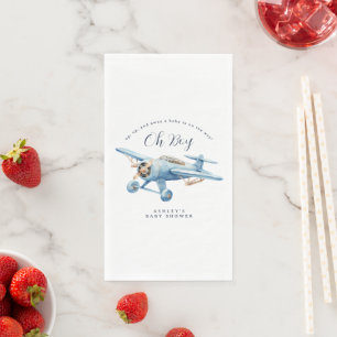 Oh Boy! Adventure Awaits Aeroplane Boy Baby Shower Napkin