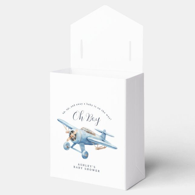 Oh Boy! Adventure Awaits Airplane Boy Baby Shower Favour Box (Opened)