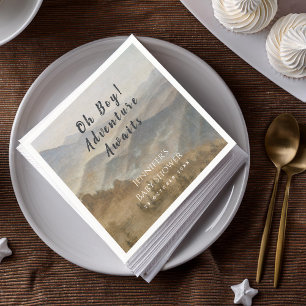 Oh Boy Adventure Awaits Mountains Baby Shower Napkin