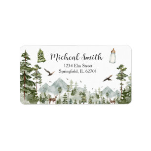 Oh Boy Adventure Pine Forest Baby Shower Address Label