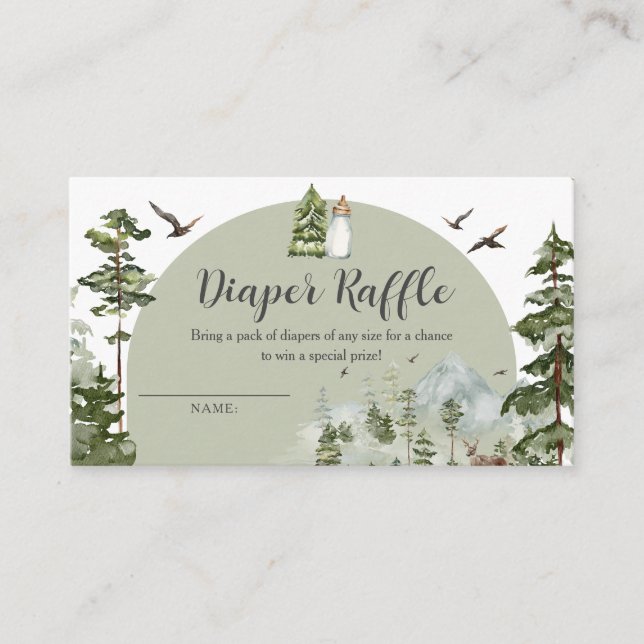 Oh Boy Adventure Pine Forest Diaper Raffle Enclosure Card (Front)