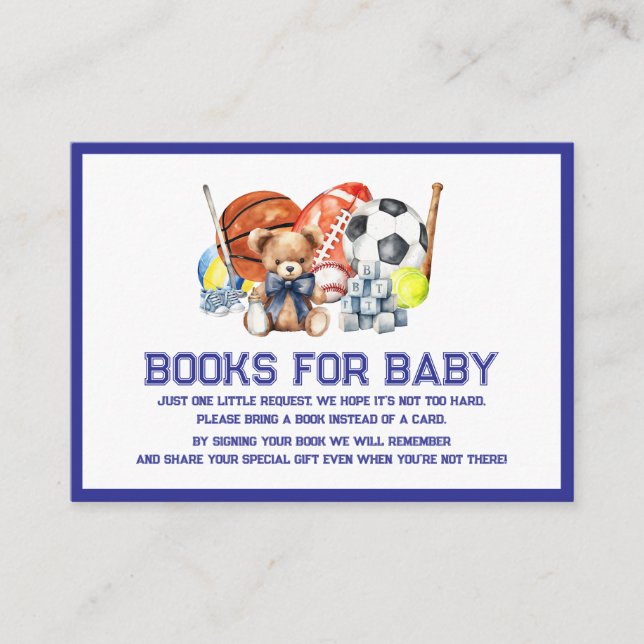 Oh Boy ALL STAR SPORT Baby Shower Books For Baby Enclosure Card (Front)