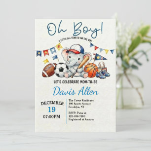 Oh Boy ALL STAR SPORT Baby Shower Invitation