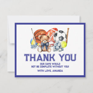 Oh Boy ALL STAR SPORT Baby Shower Thank You Card