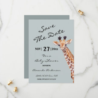 Oh Boy Baby Giraffe Baby Shower  Save The Date