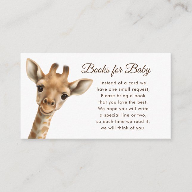 Oh Boy Baby Giraffe Books for Baby Baby Shower  Enclosure Card (Front)