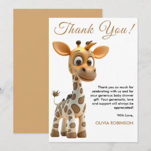 Oh Boy Baby Giraffe Cute Boy Baby Shower   Thank You Card