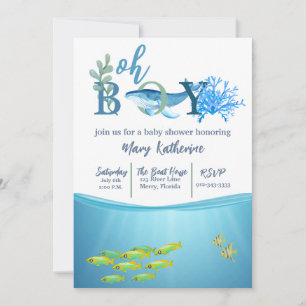 Oh Boy Baby shark Invitation