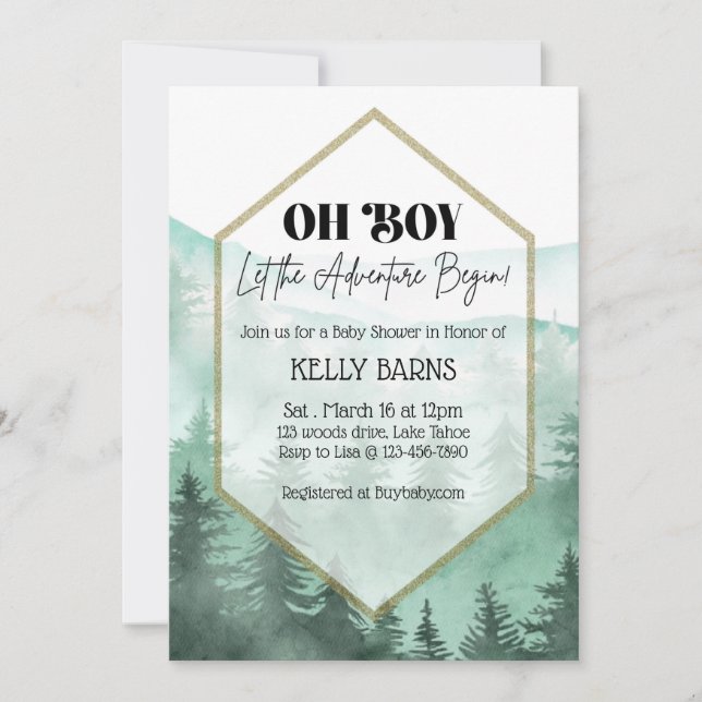 Oh Boy, Baby shower, Adventure Invitation (Front)